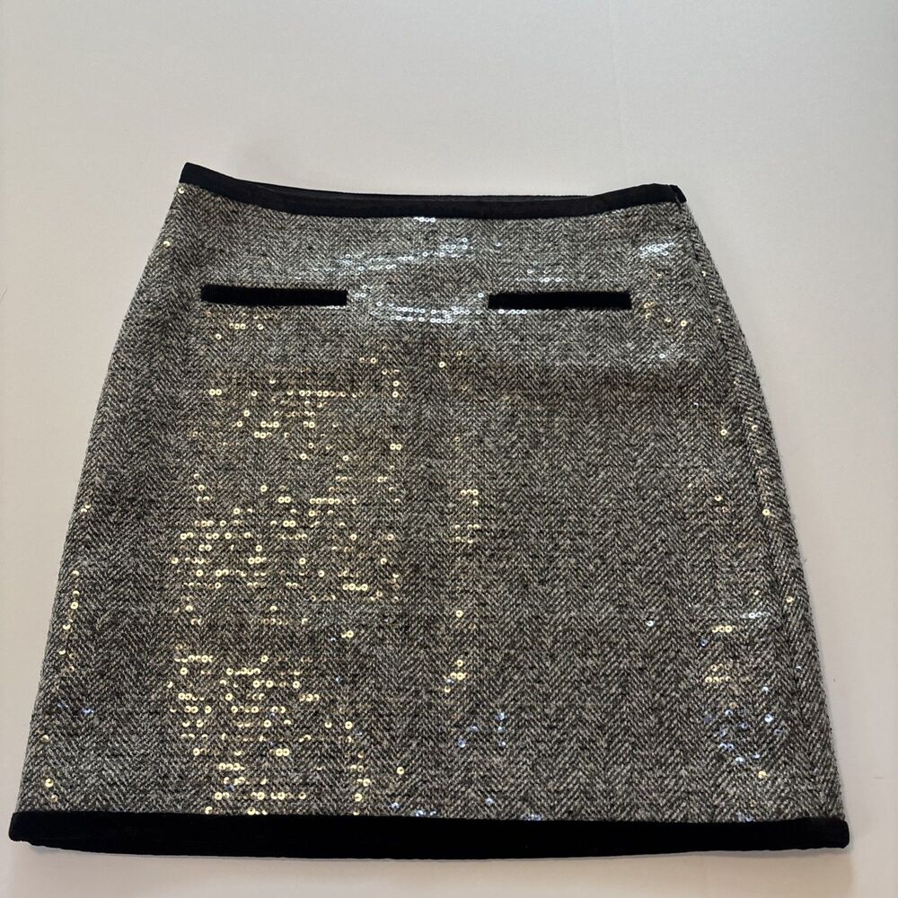 Talbots Women's Gray Side Zipper A-Line Pull-On Skirt With Sequins Sz 10